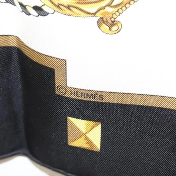 HERMES Carre 90 Scarf ""LES CLES THE KEYS RARE"" Silk White Auth - Picture 12 of 16